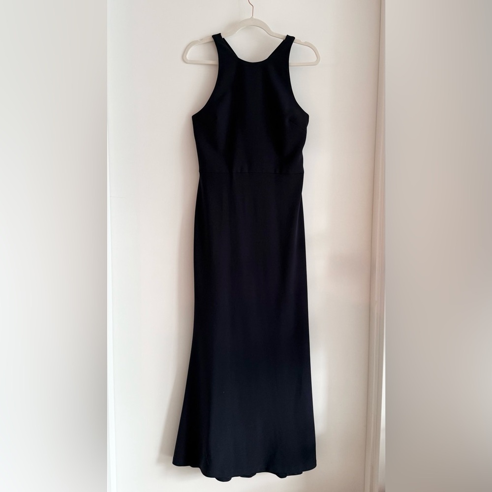 BHLDN Klara Navy Maxi Dress with Criss-Cross Back
